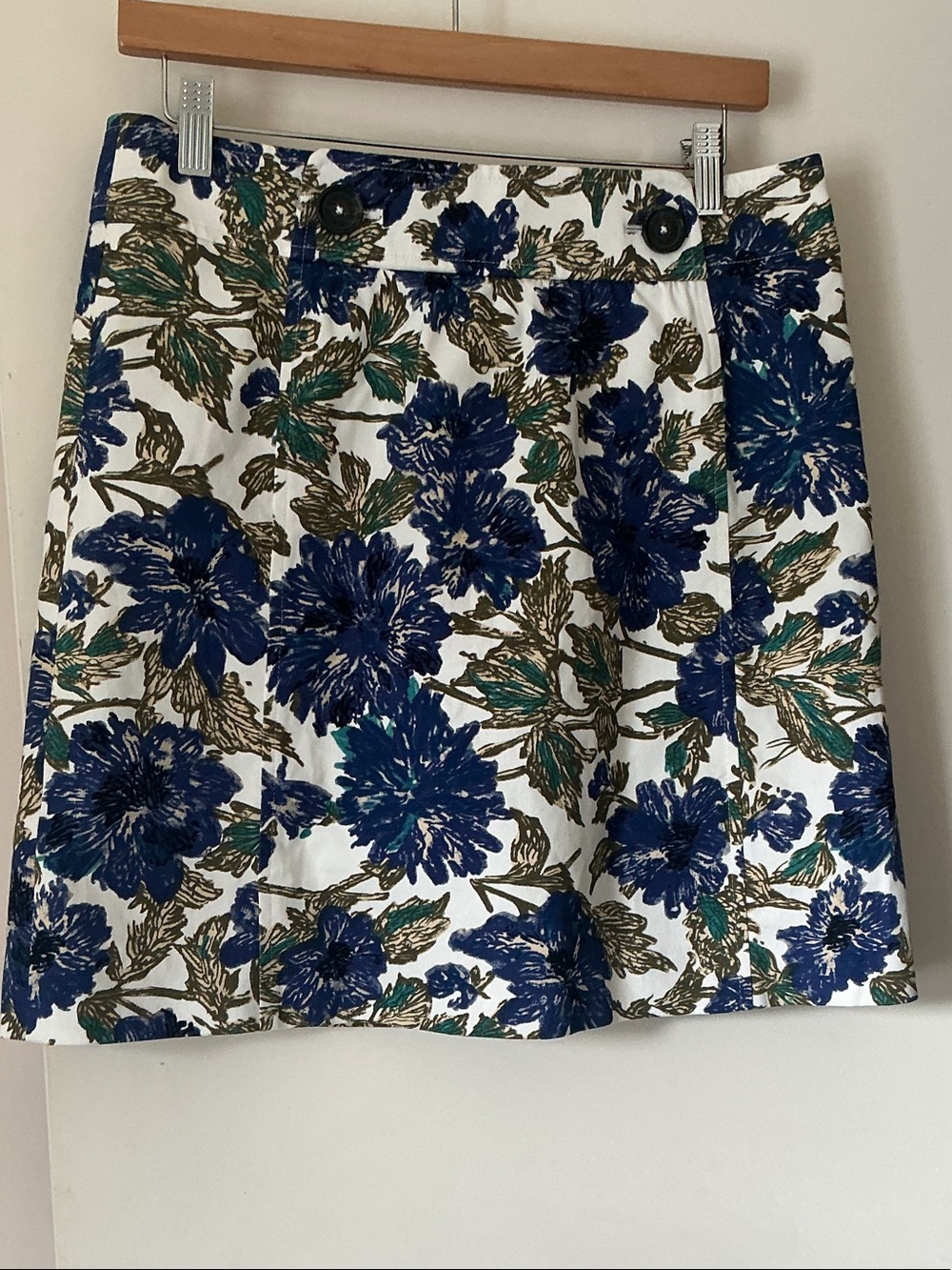BROOKS BROTHERS Floral A-Line Skirt in Blue and Green